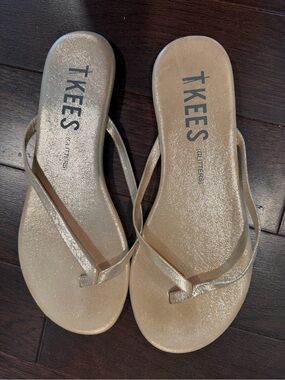 TKEES Glittery Gold Women's Flip Flop Sandals